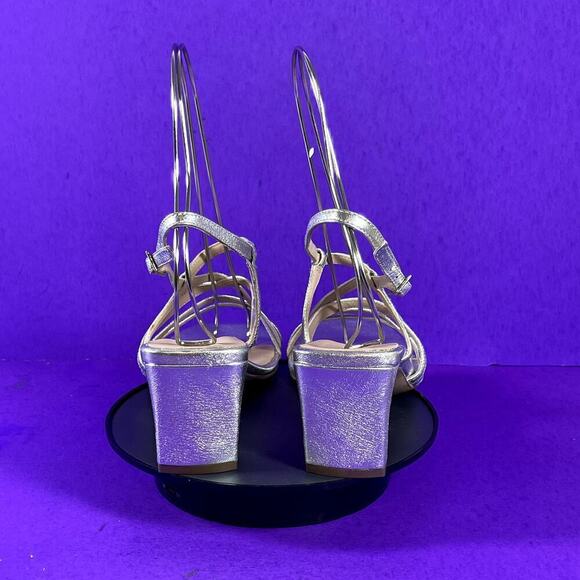 27 EDIT Naturalizer Sliver Metallic Iryna Strappy Heeled Sandal Shoe Size 8-NEW‎ - Picture 4 of 10